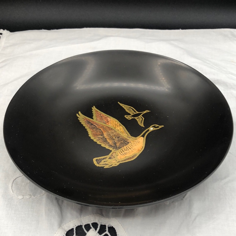 MCM Couroc Canada Goose Wood Inlay Black Bowl